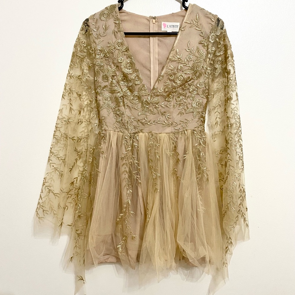 Gold Embroidered Homecoming/Prom dress